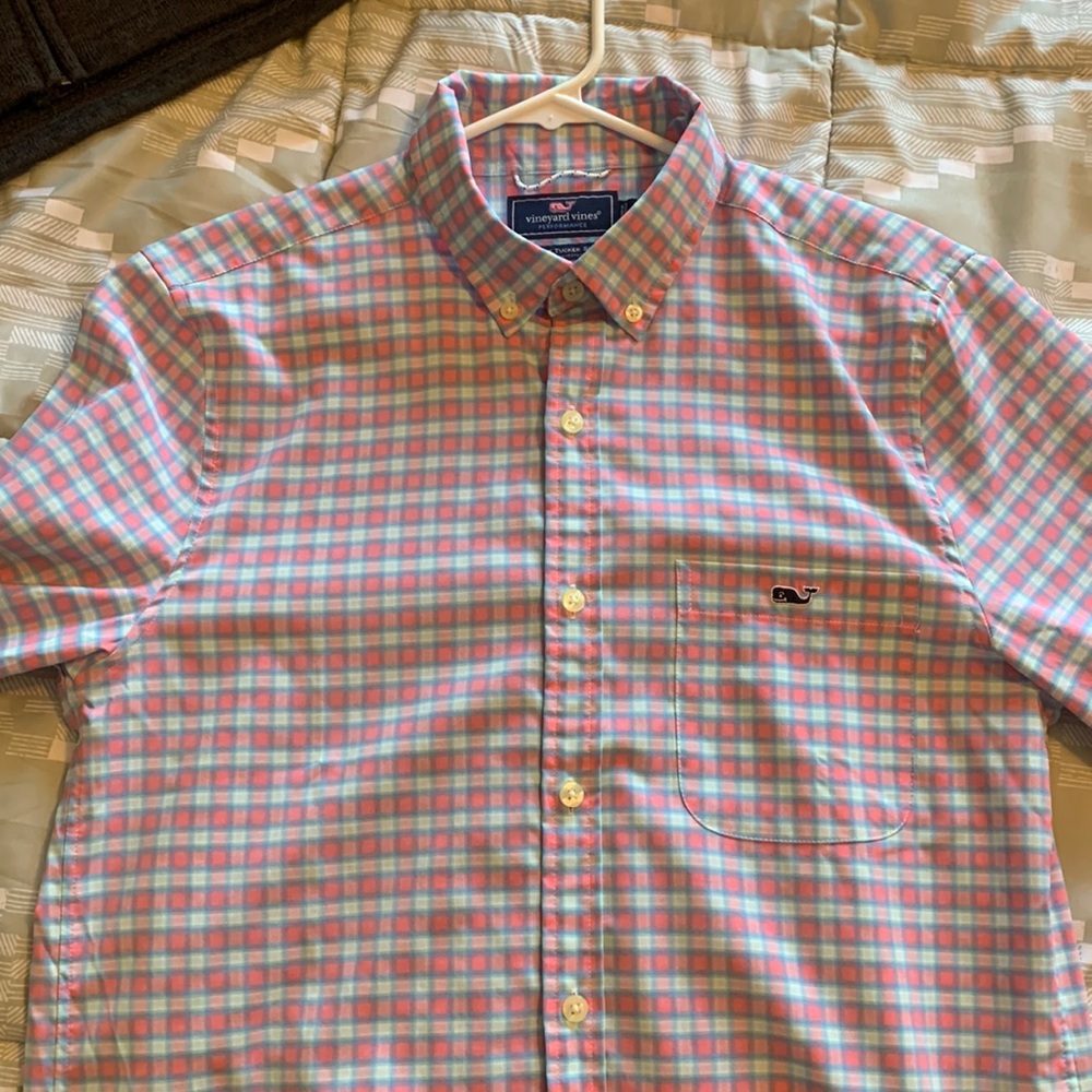 Men’s Vineyard Vines Blue/Pink Slim Fit Tucker Shirt